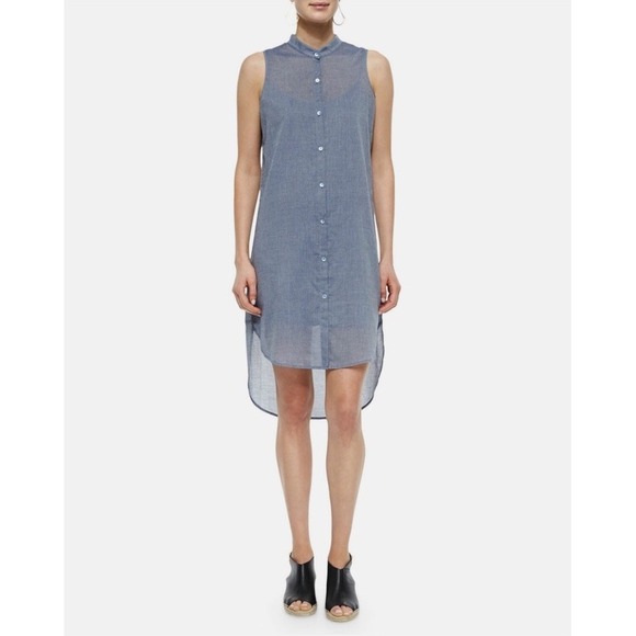 Eileen Fisher Dresses & Skirts - Eileen Fisher Chambray Blue Sleeveless Dress Small Organic‎ Cotton Lagenlook